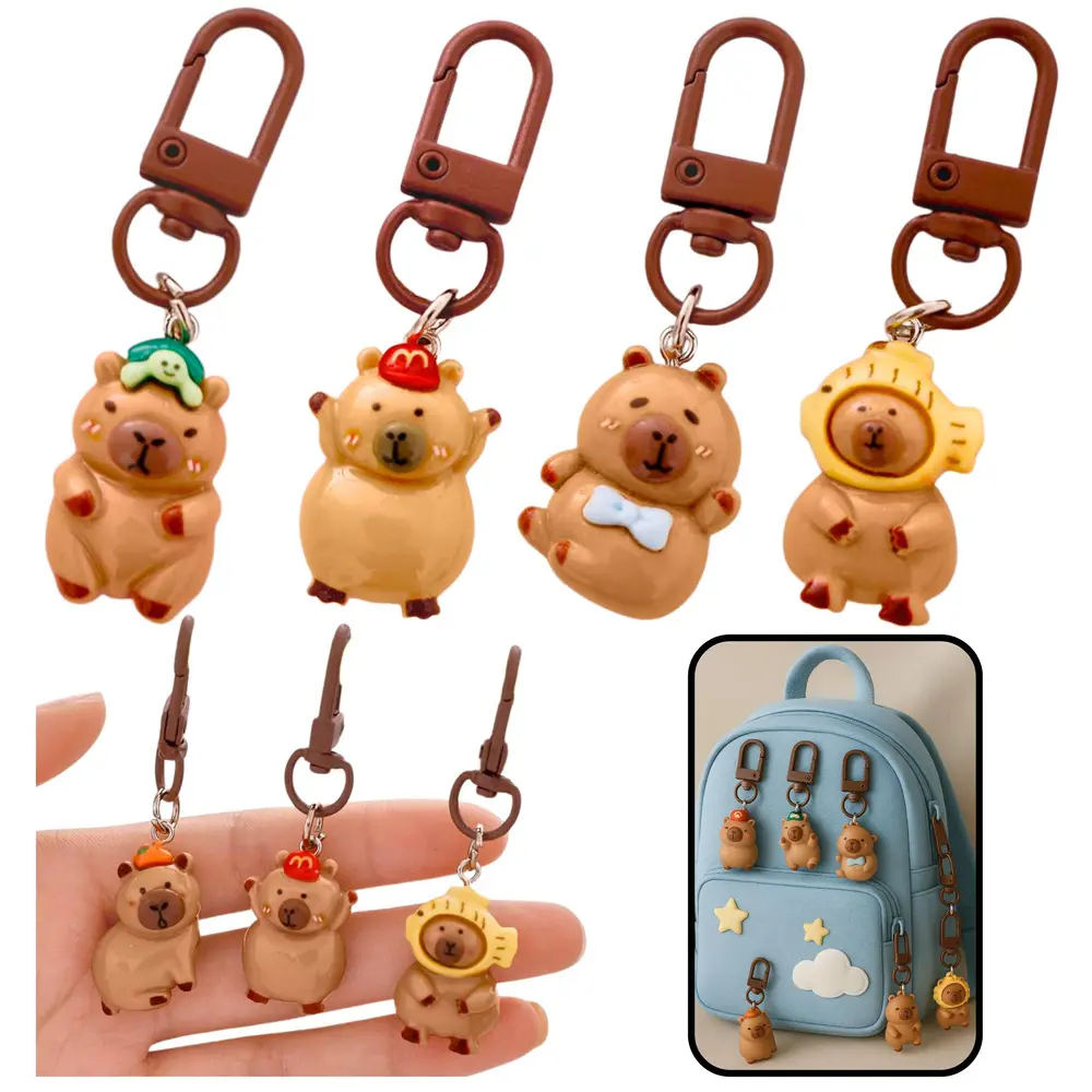 Zestaw Mini Breloczki Kapibara Figurki Ozdoby Do Kluczy 4 szt. - Zabawki