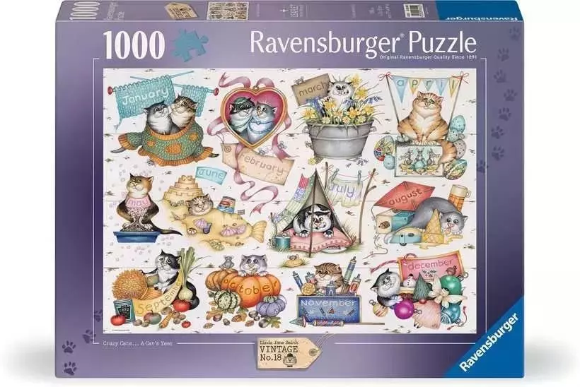 Puzzle 1000 Kalendarz Szalonych Kotów - Puzzle