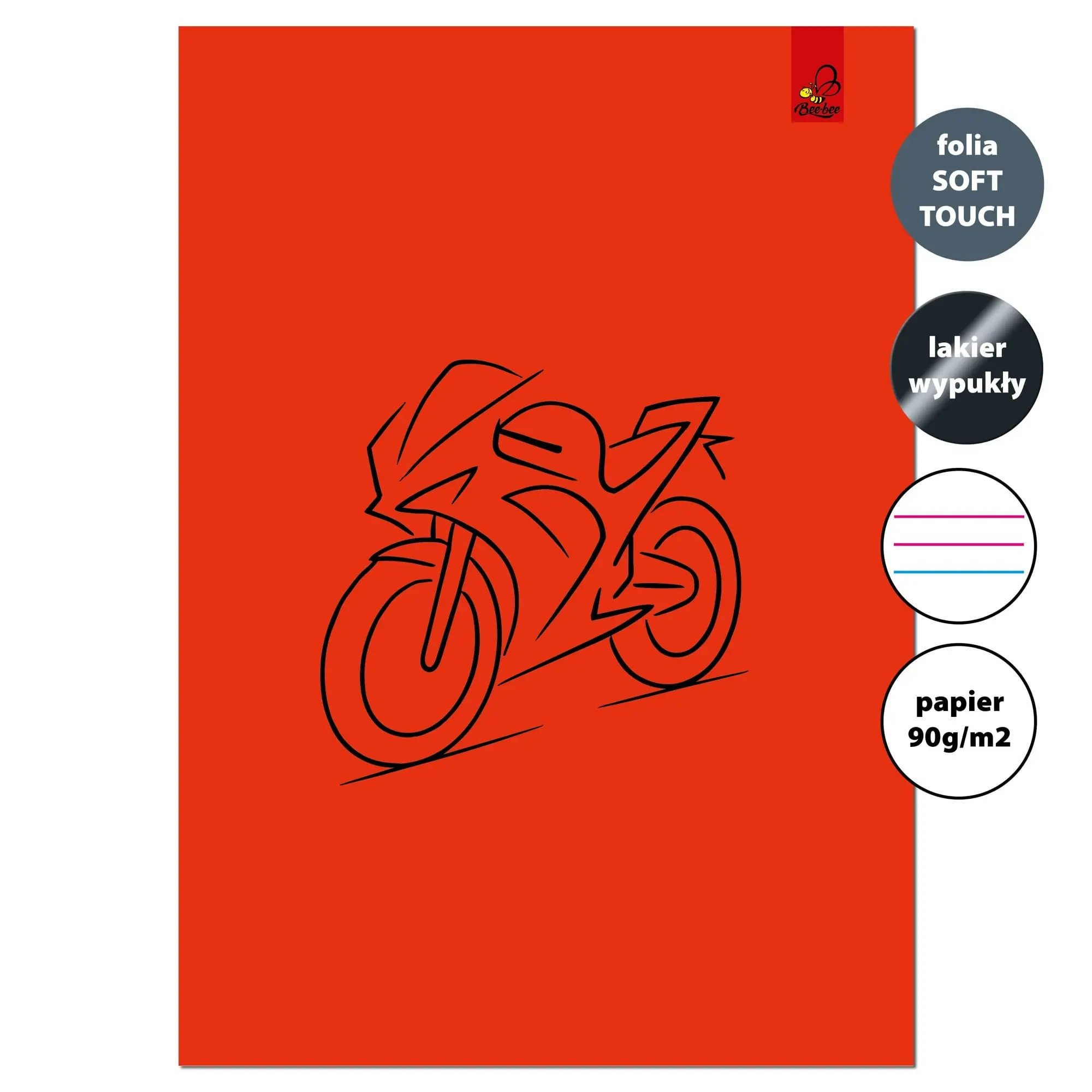 Zeszyt A4 32k.w 3 linie kolor Motor 90g - Papiernicze i szkolne