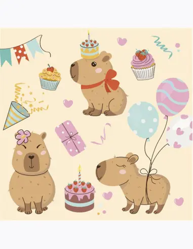 Serwetki DAISY Lunch SD 330x330 Kapibary 045301 - Papiernicze i szkolne