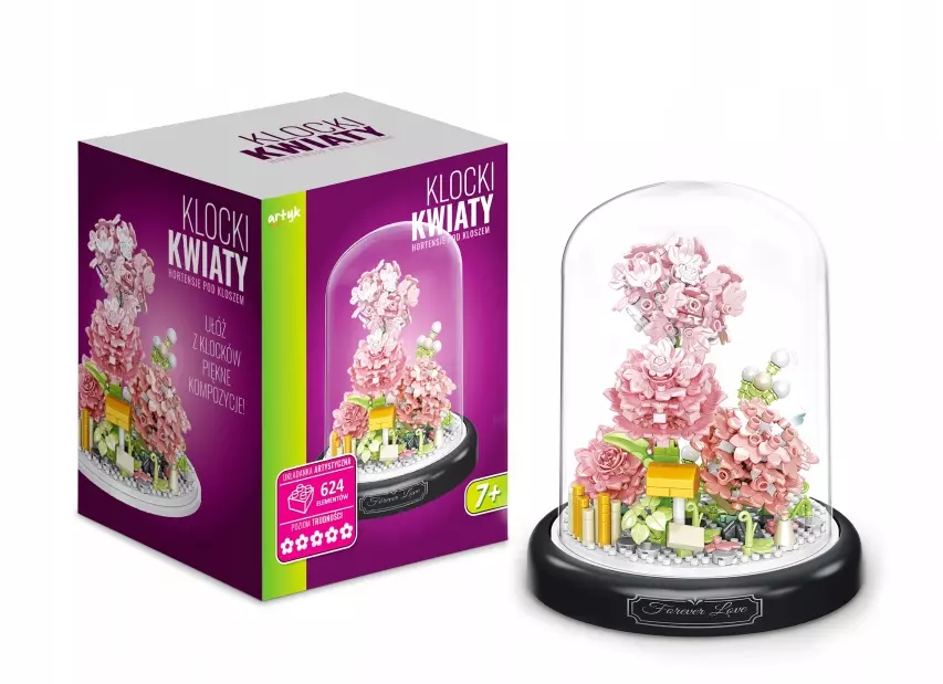 Klocki kwiaty Hortensje pod kloszem 624el 136993 - Zabawki