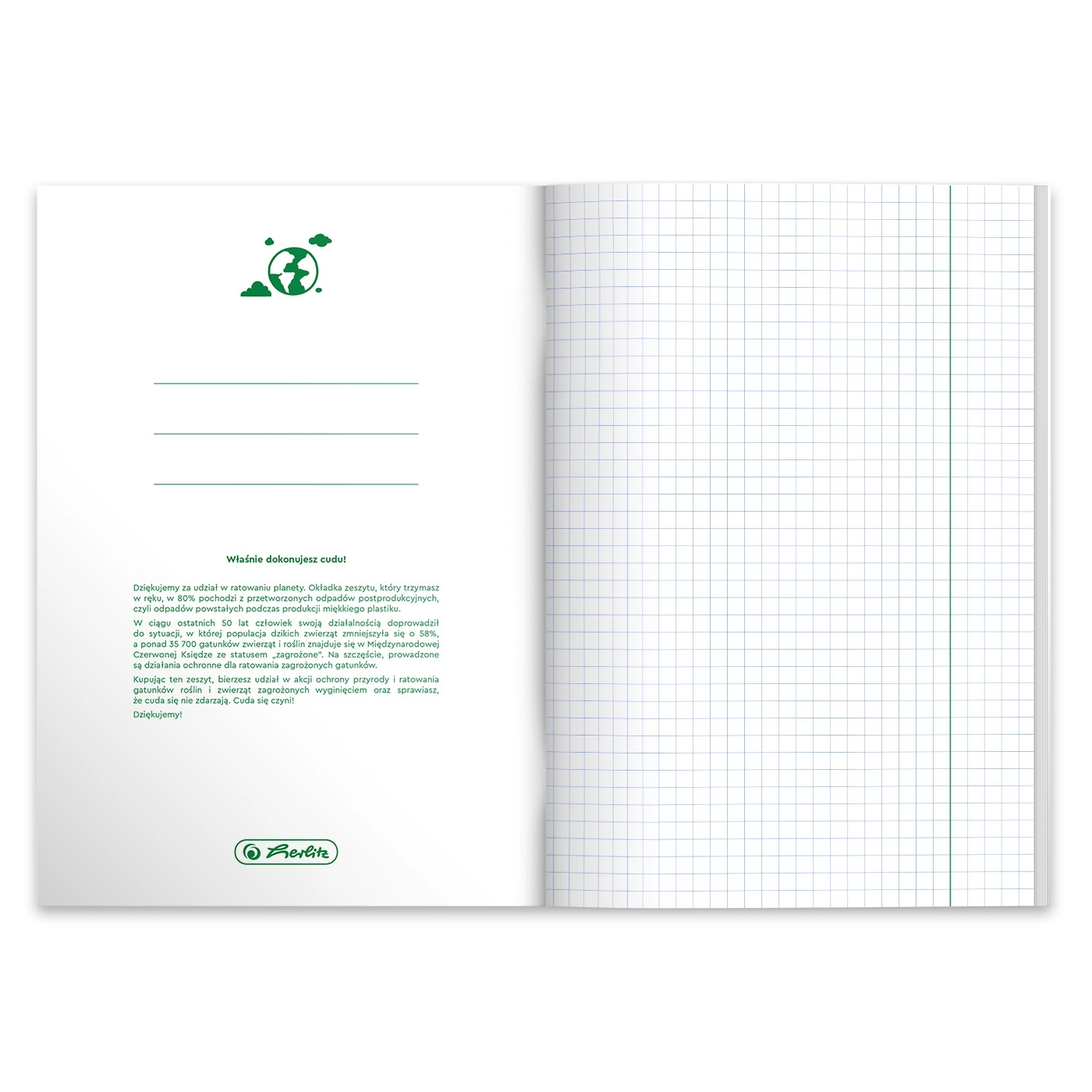 Zeszyt w kratkę A5 Herlitz 60 kartek - Papiernicze i szkolne