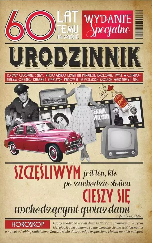 Kartka okolicznościowa Urodziny 60 U48 - Papiernicze i szkolne