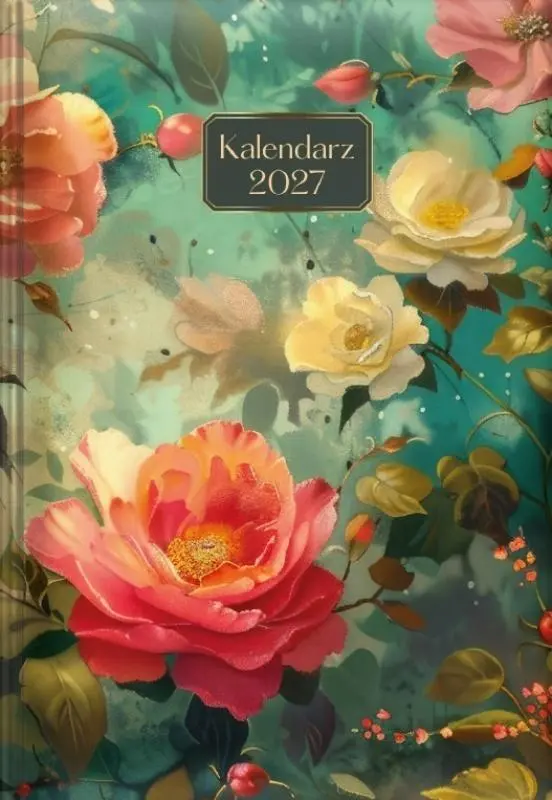 Kalendarz dzienny 2027 A5 kwiaty retro - Książki