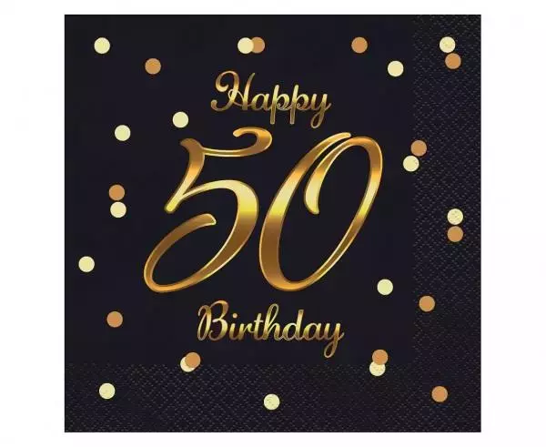 Serwetki B&C Happy 50 Birthday czarne 20szt - Książki