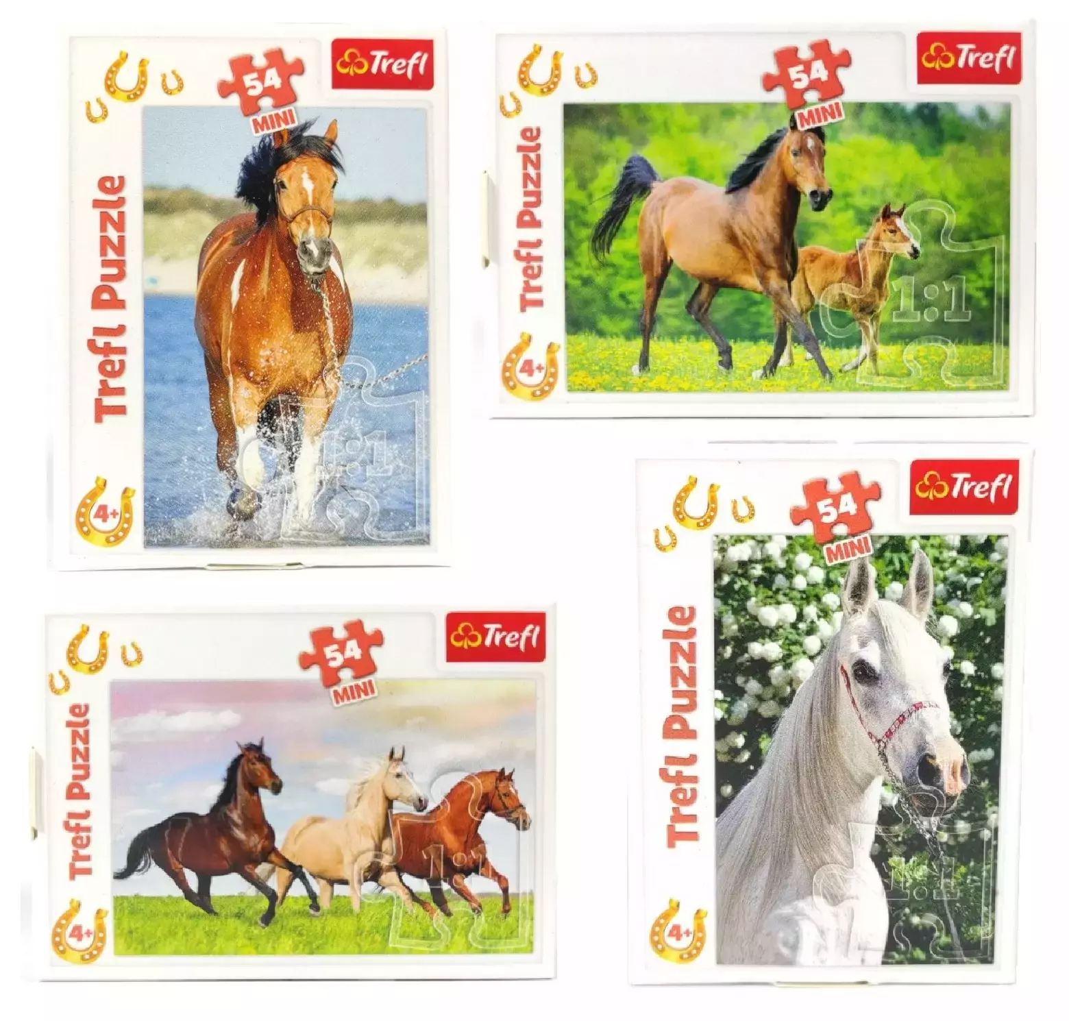 Puzzle mini 54 elementy. Świat koni, mix wzorów - Puzzle