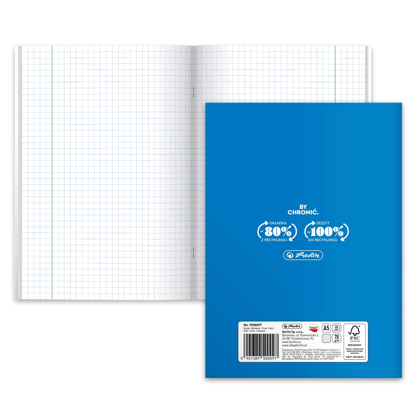 Zeszyt w kratkę A5 Herlitz 60 kartek - Papiernicze i szkolne