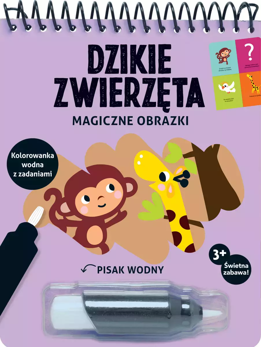 Magiczne obrazki. Dzikie zwierzęta. Kolorowanka wodna z zadaniami - Książki