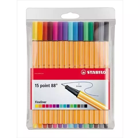 Cienkopisy point 88 podstawowe kolory (15 sztuk) - Papiernicze i szkolne