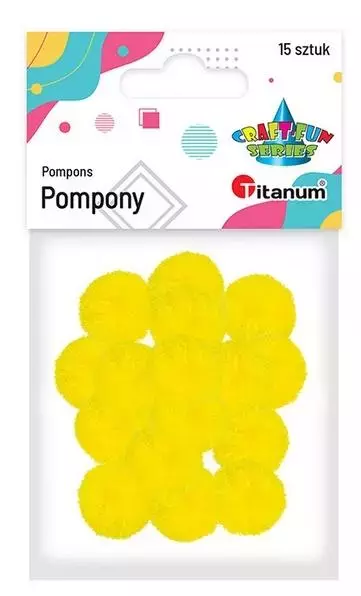 Pompony poliestrowe 18mm żółte intensywne 15szt - Papiernicze i szkolne