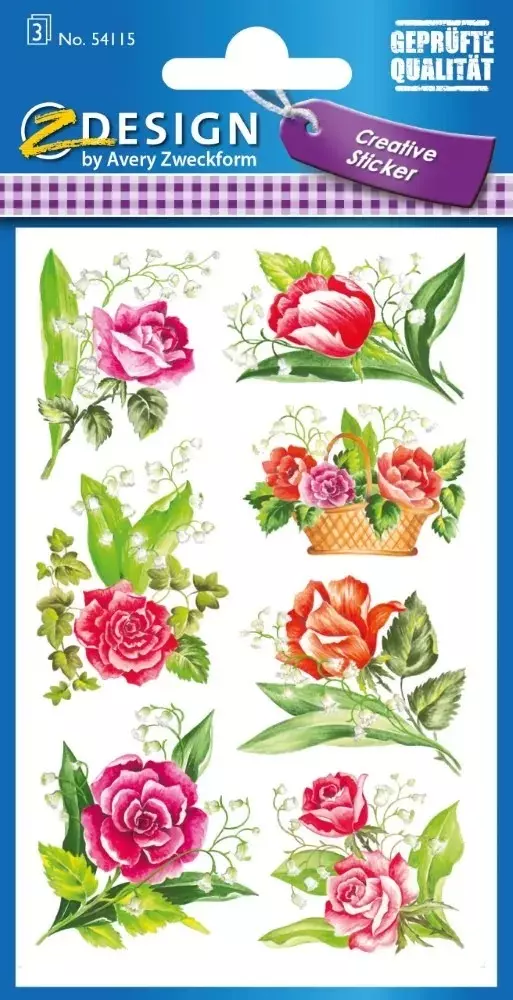Naklejki papierowe, kwiaty - Papiernicze i szkolne