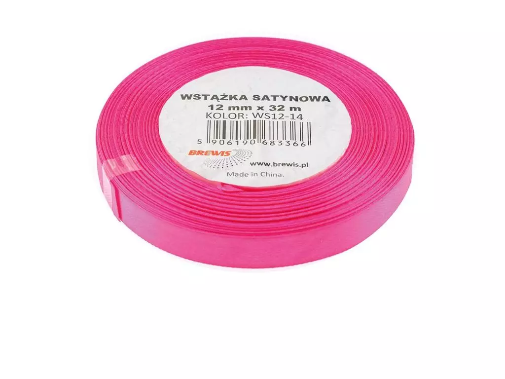 Wstążka satynowa różowa 12mmx32m - Papiernicze i szkolne