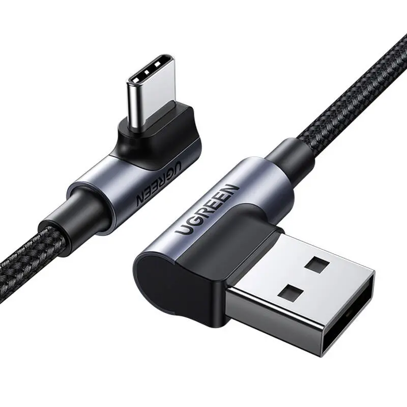 Kabel UGREEN US176 USB-A-USB-C 1m kątowy (czarny) - Elektronika i akcesoria