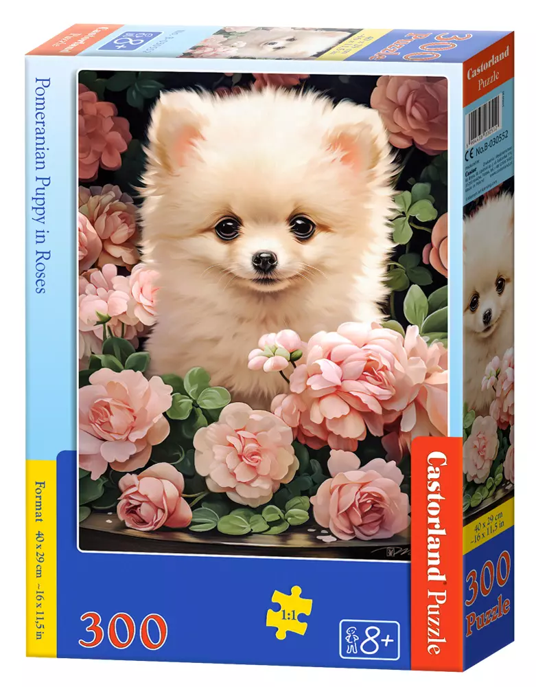 Puzzle 300 elementów. Piesek w różach - Puzzle