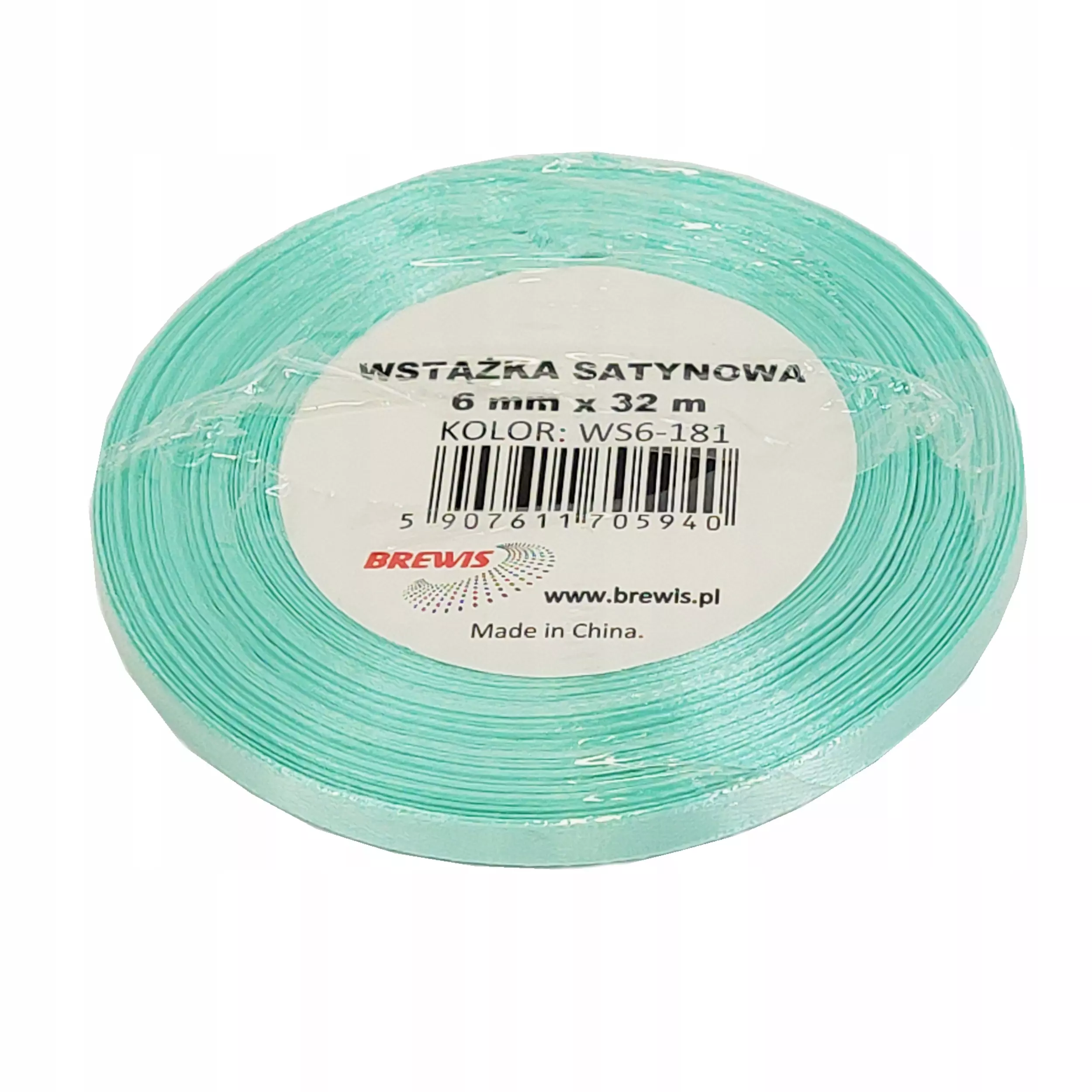 Wstążka satynowa miętowa 6mm x 32m - Papiernicze i szkolne