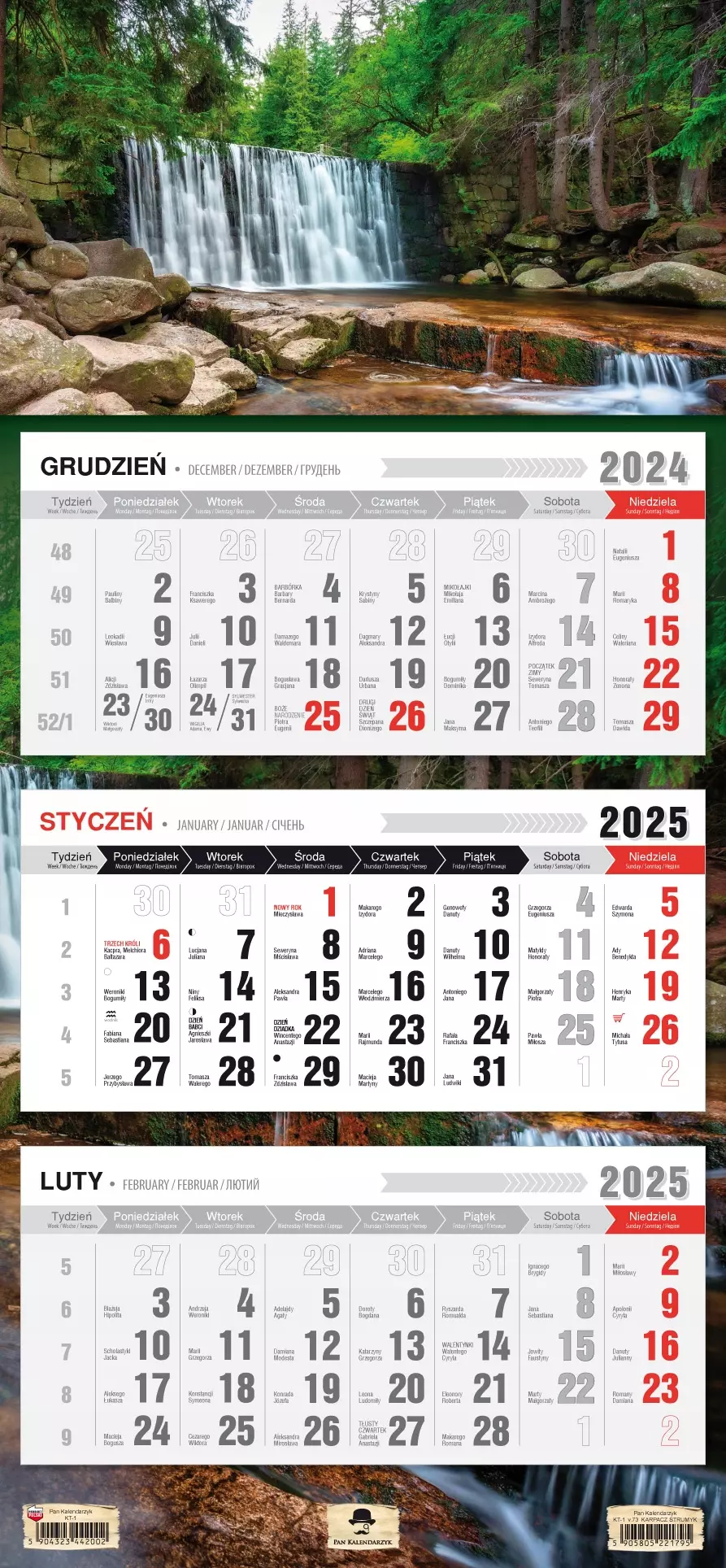 Kalendarz ścienny TRÓJDZIELNY 2025 KARPACZ STRUMYK - Książki