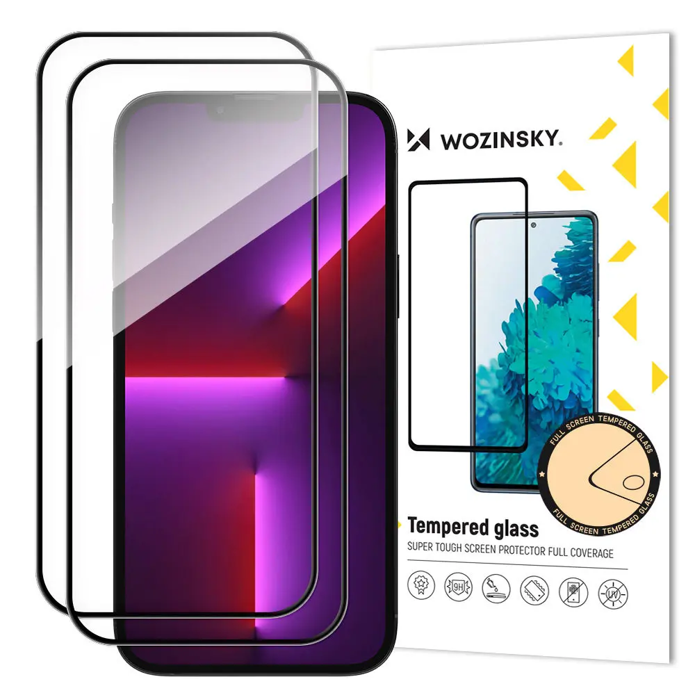 2 szt. szkło hartowane na cały ekran z ramką Case Friendly Wozinsky Full Glue iPhone 15 Pro - czarne - Elektronika i akcesoria