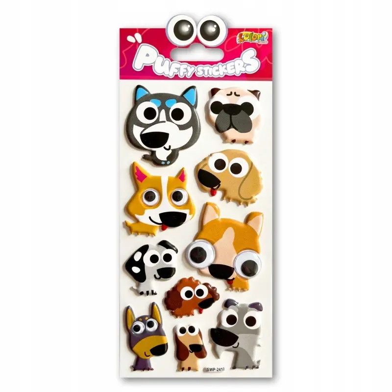 PENMATE KOLORI NAKLEJKI PUFFY DOG EYES KOLOROWE PIESKI 3D DO NAKLEJANIA - Papiernicze i szkolne