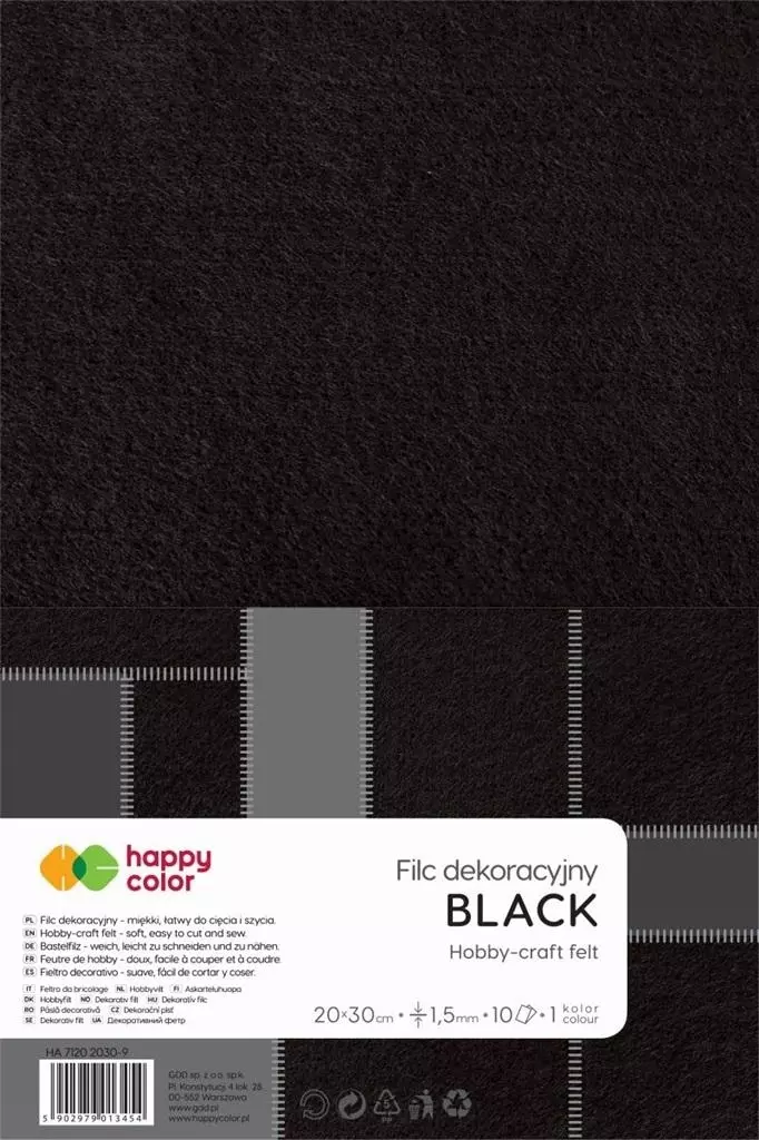 Filc dekoracyjny czarny 5szt HAPPY COLOR - Książki