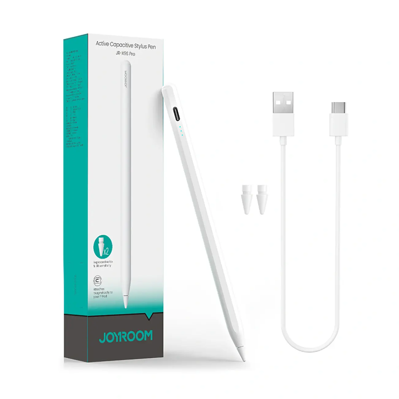 Rysik stylus aktywny Joyroom JR-X9S Pro z 2 wymiennymi końcówkami - biały - Elektronika i akcesoria