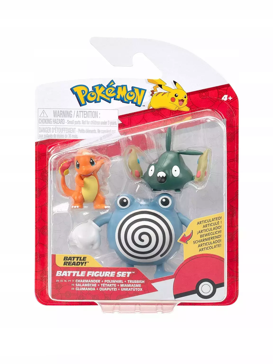 JAS POKEMON FIG 3PK CHARM TRUB POLIWHIRL - Zabawki