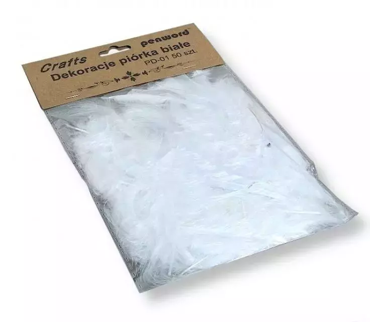 Piórka białe 10-15cm 50szt - Papiernicze i szkolne