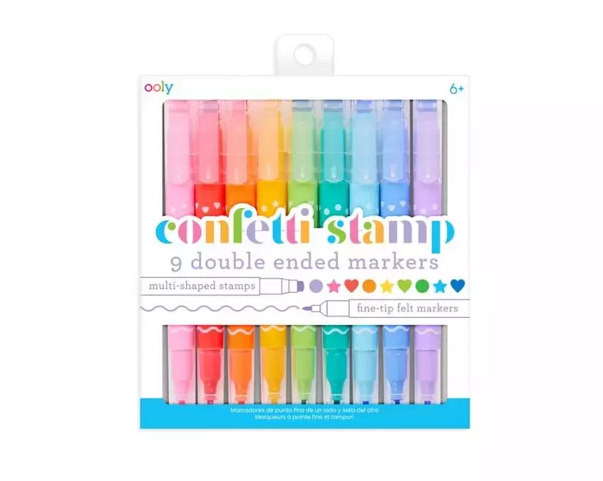 Flamastry dwustronne ze stempelkami Confetti Stamp - Papiernicze i szkolne