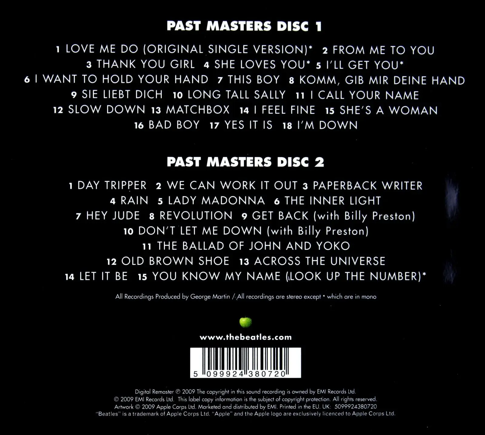 Past Masters, CD - Muzyka