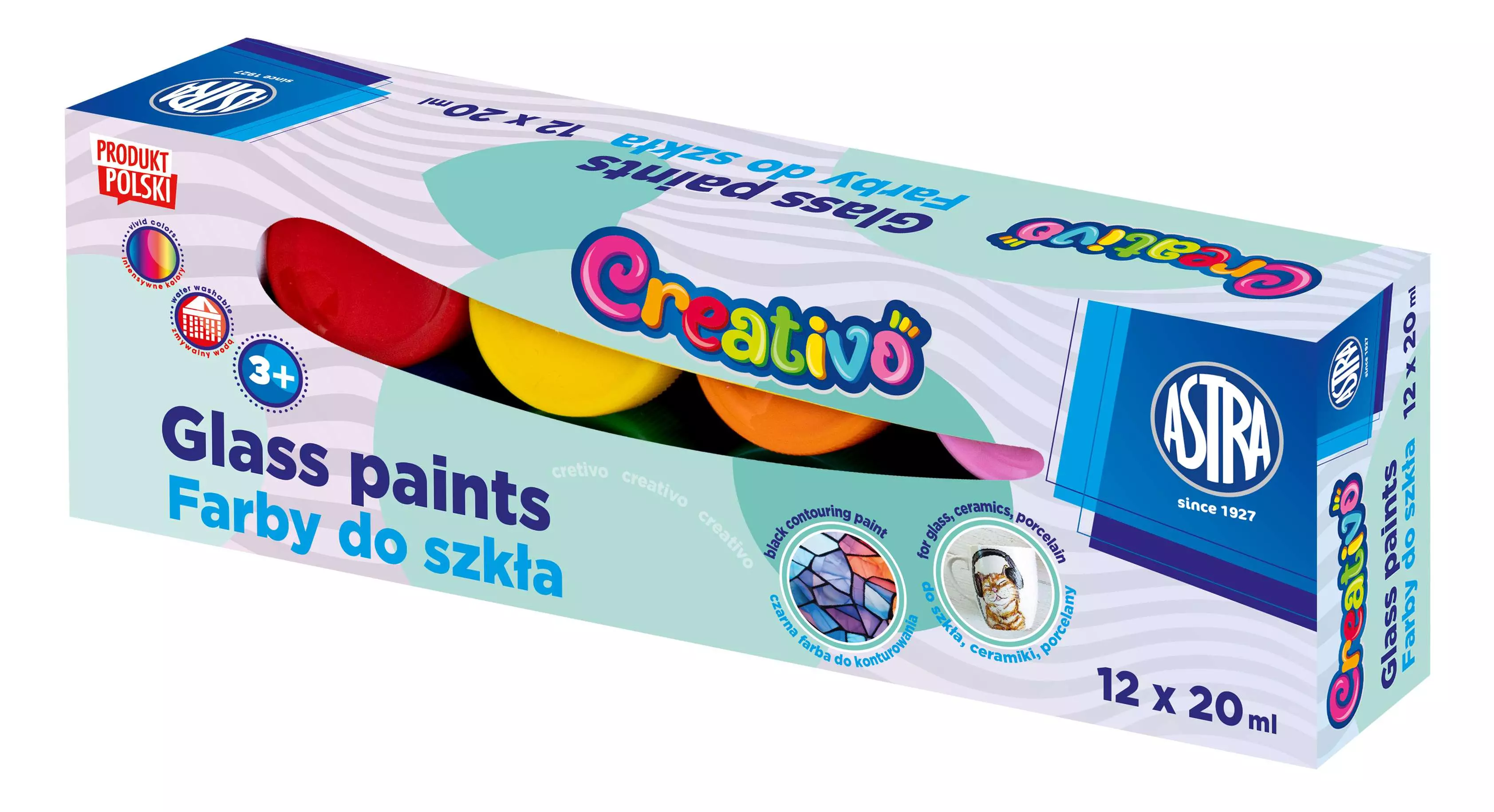 Farby do szkła Astra Creativo 12x20 ml - Papiernicze i szkolne