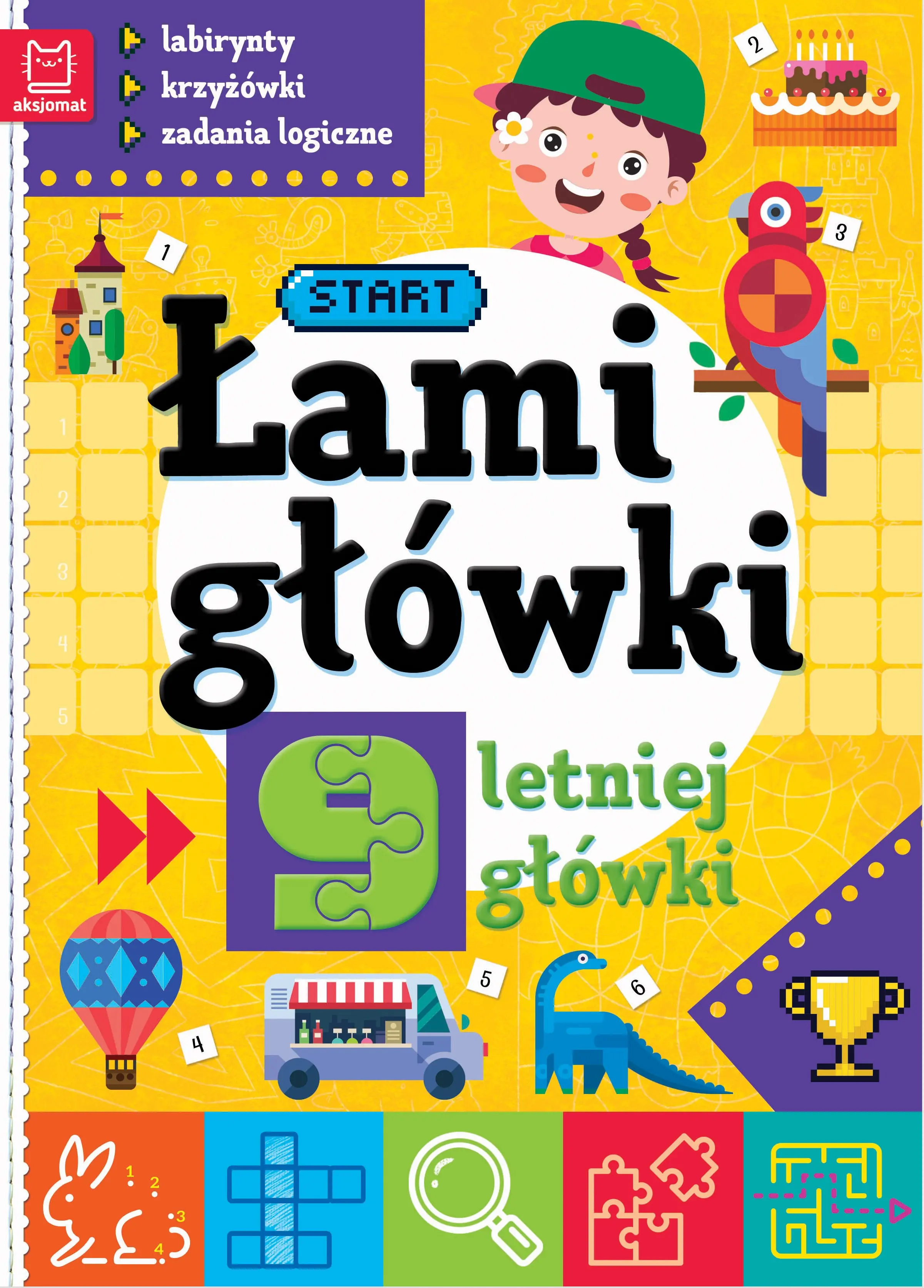 Łamigłówki 9-letniej główki. Labirynty, krzyżówki, zadania logiczne. Wydanie II - Książki