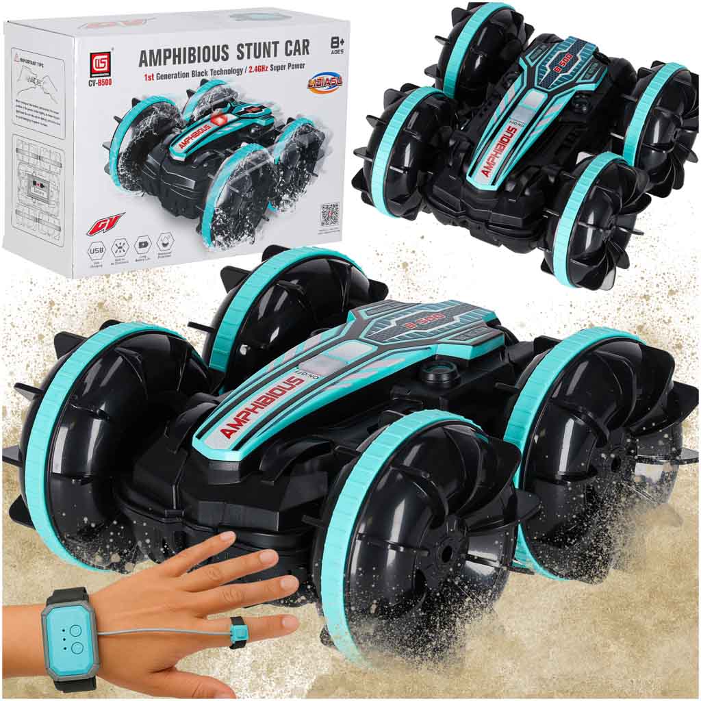 Samochód zdalnie sterowany Amfibia sterowany gestami 4x4 360 2,4GHz 3,7V - Zabawki