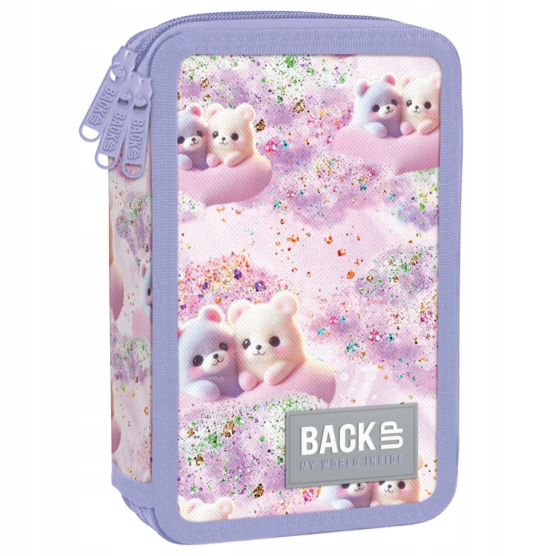 Piórnik trójkomorowy z wyposażeniem BackUP PASTELOWE MISIE UROCZE MIŚKI - Papiernicze i szkolne