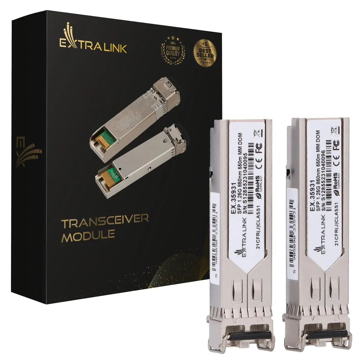 Extralink SFP 1.25G 2-pack | Moduł SFP | 1,25Gbps, LC/UPC, 850nm, 550m, multi mode, DOM, Dedicated to HP/Aruba - Elektronika i akcesoria