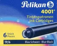 Naboje atramentowe krótkie Pelikan 4001 TP/6 niebiesko-czarne 6 sztuk - Książki