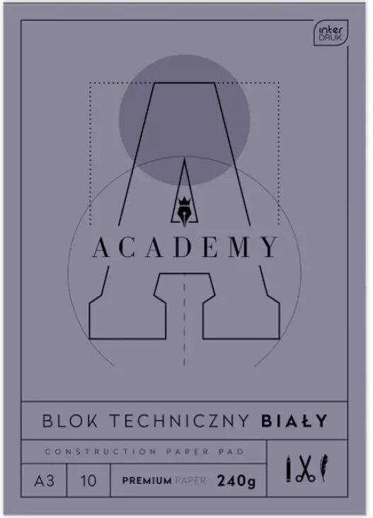 Blok techniczny A3/10k biały Academy Int Fol A 10 - Papiernicze i szkolne