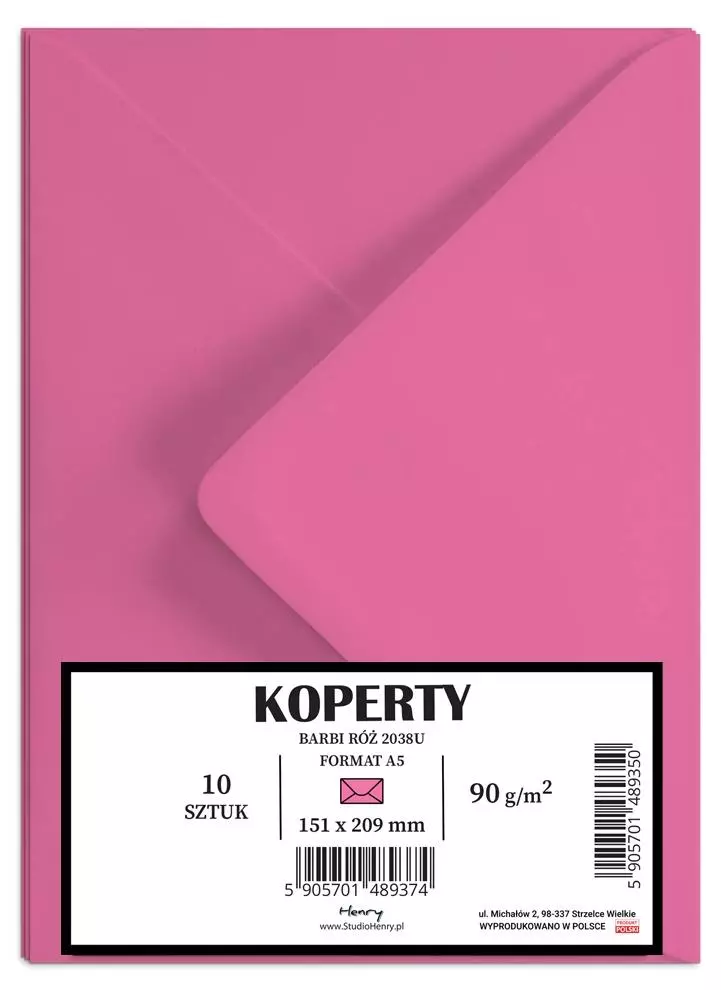 Koperty A5, róż Barbi (10 sztuk) - Papiernicze i szkolne