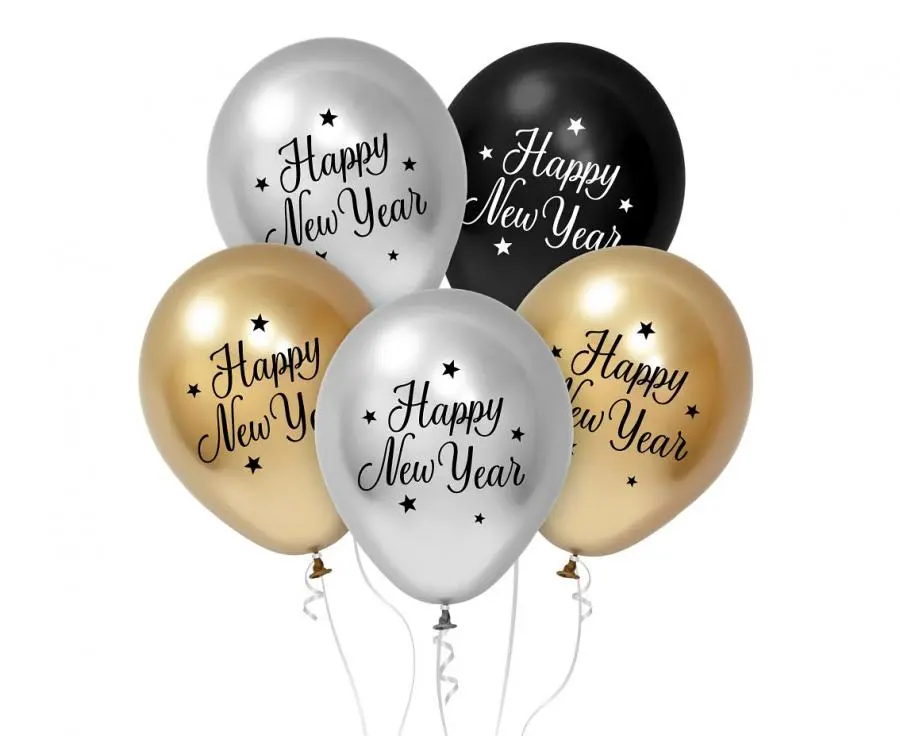Balony Beauty&Charm Happy New Year, 12/ 5 szt. - Papiernicze i szkolne