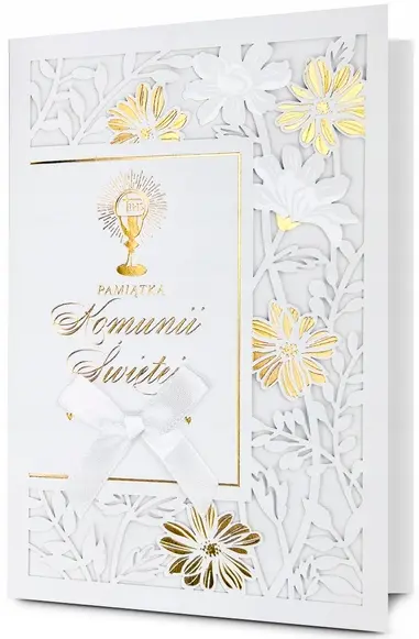 Pamiątka Laurka Karnet Kartka Komunia Komunii + koperta 11,4 x 17 cm 3610 - Papiernicze i szkolne
