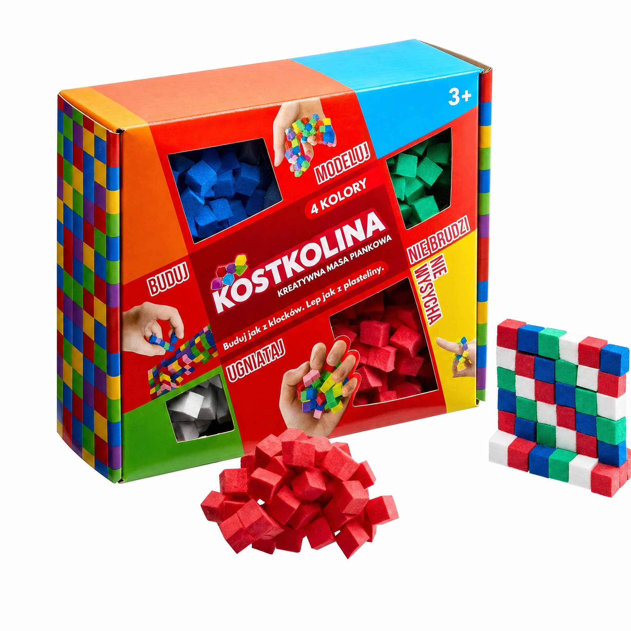 Kostkolina. Kreatywna masa piankowa (4 kolory) - Zabawki