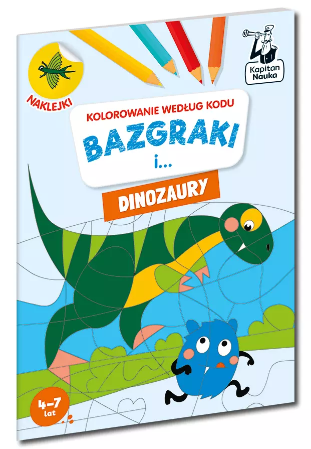 Kapitan Nauka. Kolorowanie według kodu. Bazgraki i dinozaury - Książki