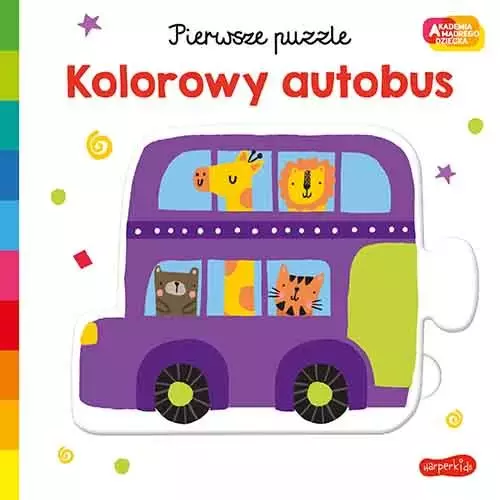 Kolorowy autobus. Akademia Mądrego Dziecka. Pierwsze puzzle - Książki