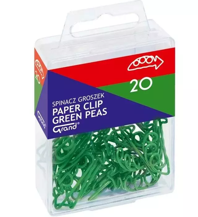 Spinacze groszek zielony T4 30mm 20szt GRAND - Papiernicze i szkolne