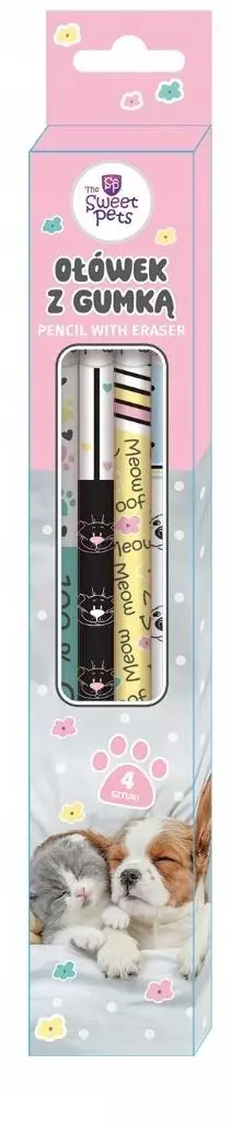 Ołówek z gumką The Sweet Pets 4szt - Książki
