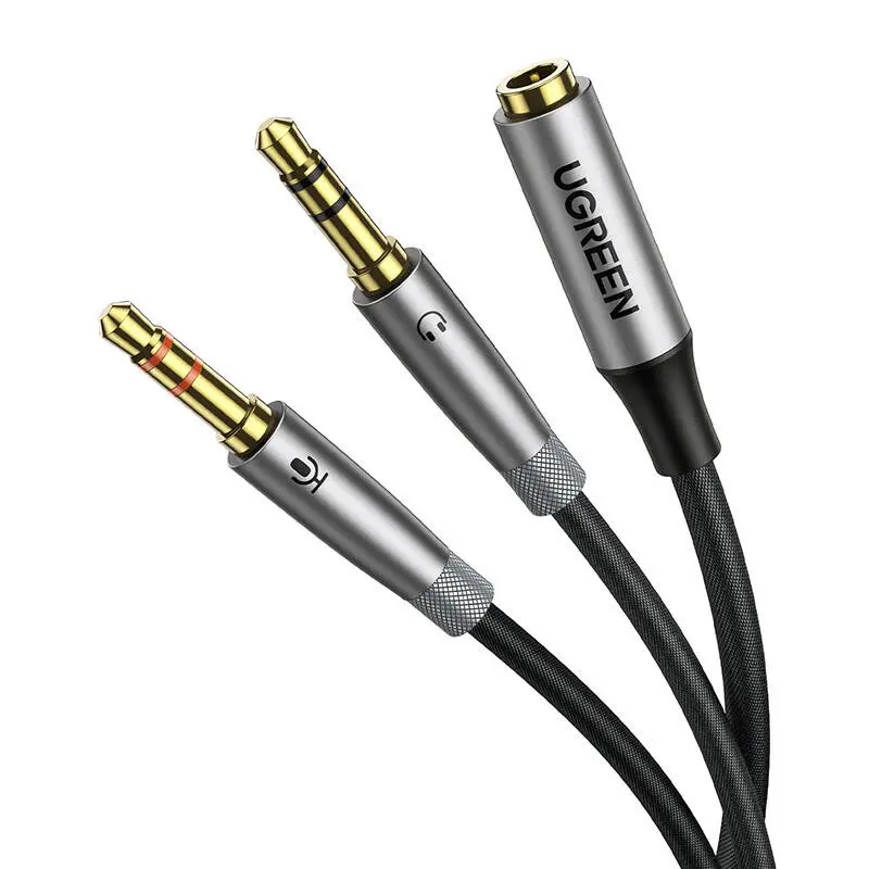 Adapter audio UGREEN AV193 jack 3.5mm-2xjack 3.5mm (szary) - Elektronika i akcesoria