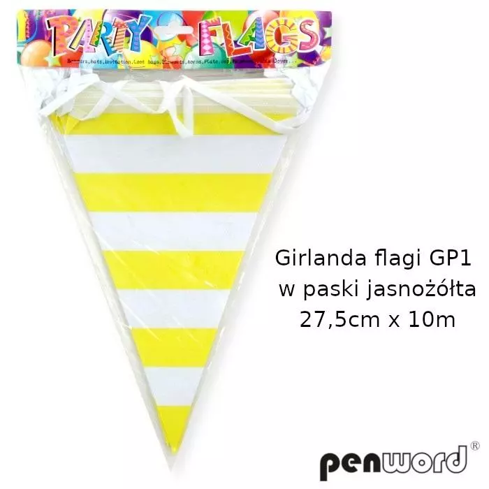 Girlanda flagi w paski jasnożółta 27.5cmx10m - Książki