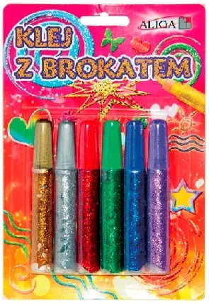 Klej brokatowy 6-kol. po 10 ml, GG-610, Aliga - Papiernicze i szkolne