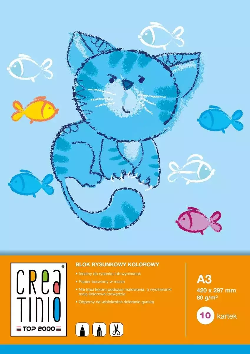 Blok rysunkowy Creatinio, kolorowy, A3, cena za 1 szt - Papiernicze i szkolne