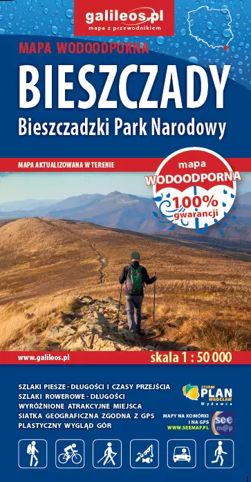 Bieszczady - Bieszczadzki Park Narodowy, mapa wodoodporna, 1 : 50 000 - Książki