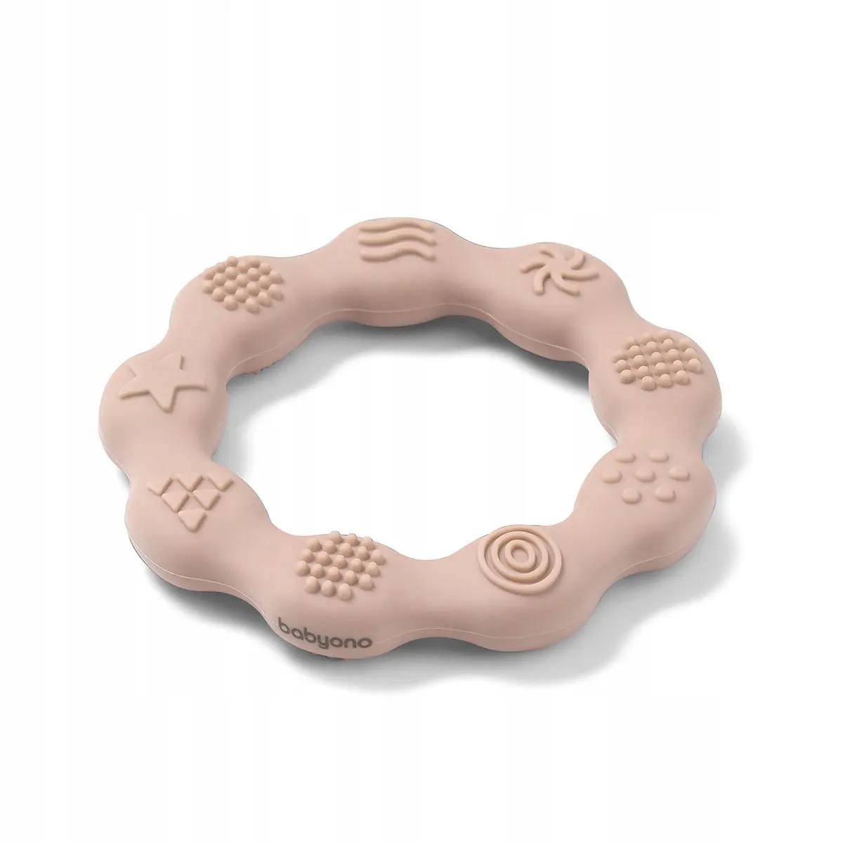 Gryzak dla niemowląt Babyono Ring silikonowy beżowy 825/04 - Mama i dziecko