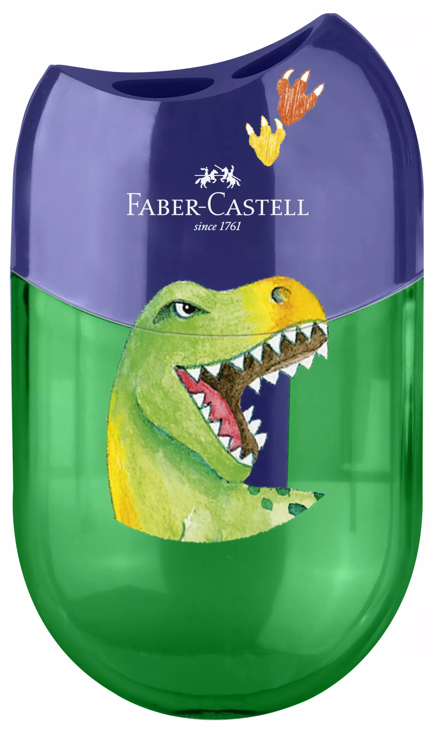 FABER-CASTELL Temperówka podwójna z pojemnikiem strugaczka Dinozaury - Papiernicze i szkolne